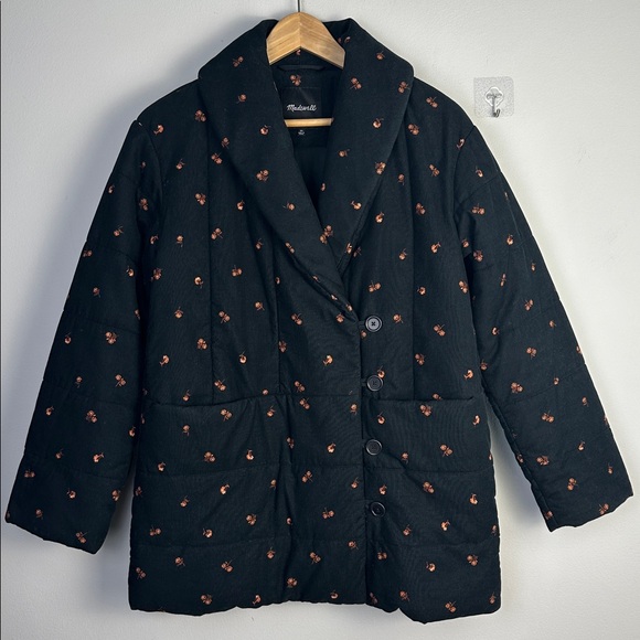 Madewell Corduroy Dumont Quilted Jacket Amie Floral XS Warm Puffer Winter Coat - Picture 6 of 16